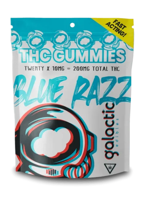 Galactic Gummy THC Blue Razz Edible Candy Bag