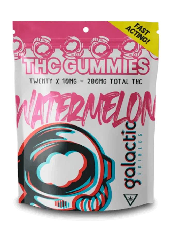 Galactic Watermelon Weed Gummies 200mg Bag