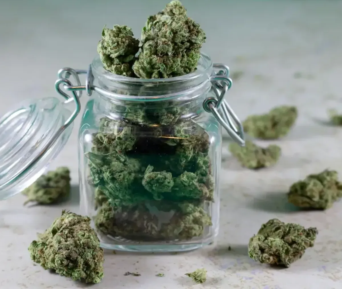 Dispensary weed in a jar